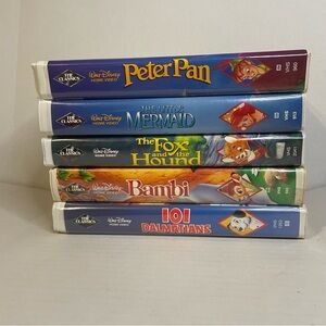 VTG Walt Disney Rare Black Diamond VHS Classics 5 Lot Clam Shell Bambi Mermaid